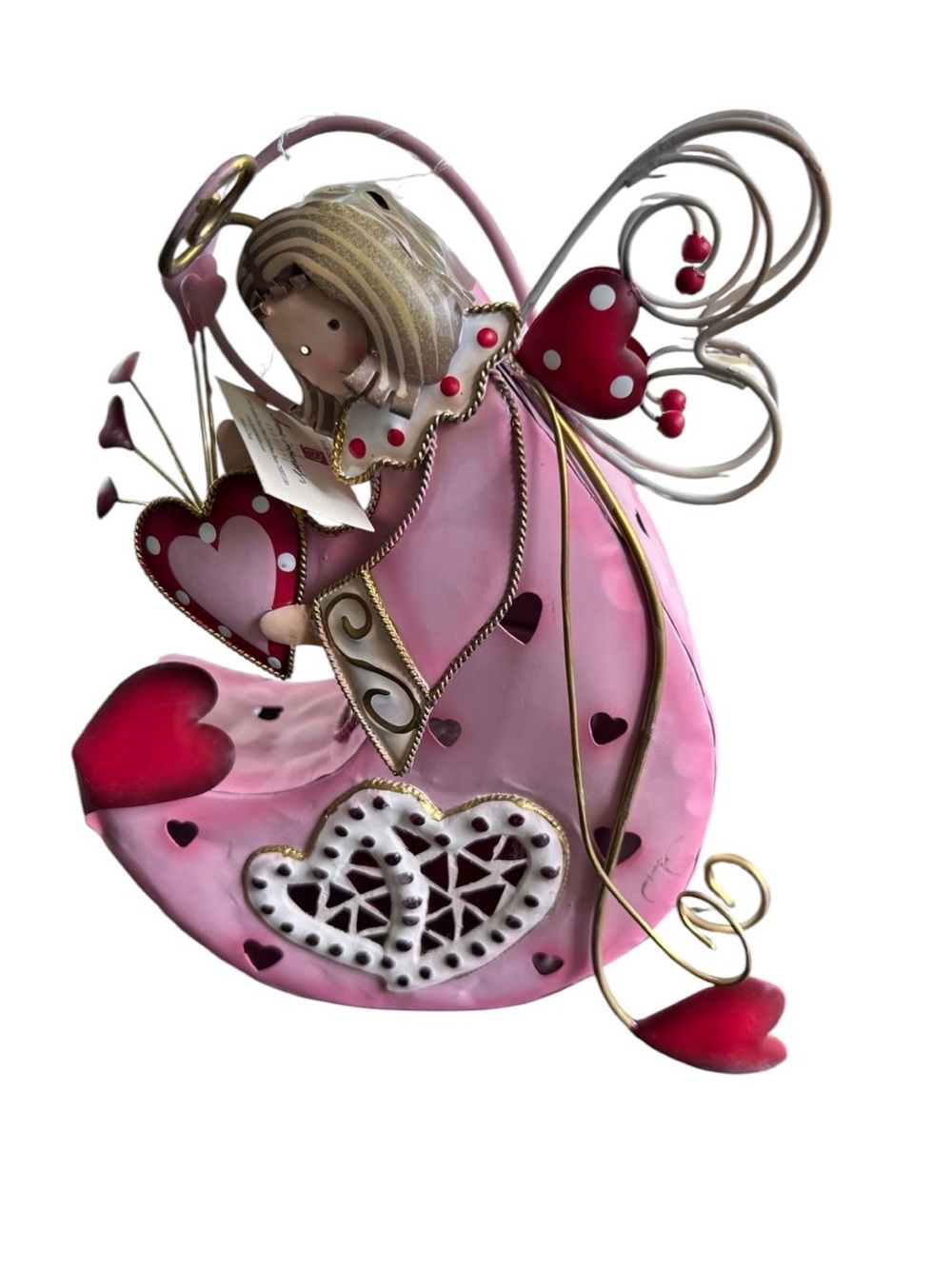Home Interiors new deadstock vintage y2k pink angel candle holder tea light